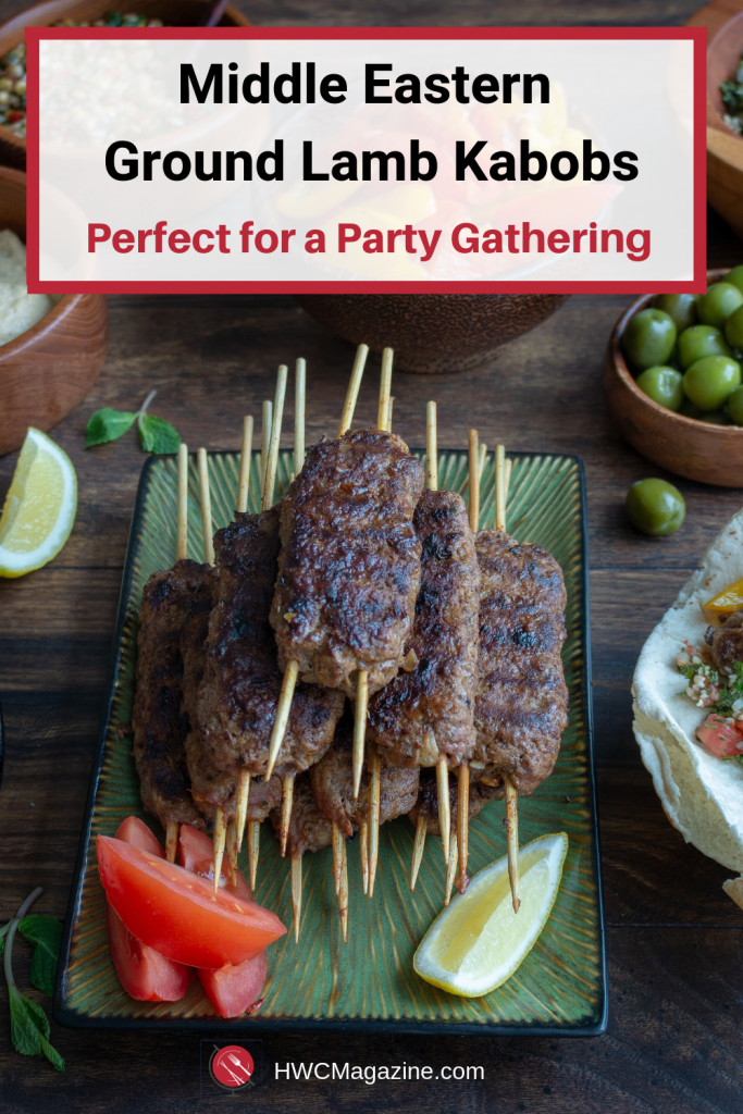 Middle Eastern Ground Lamb Kabobs are juicy bites of delicious kofta packed with fresh herbs, citrus, spices and grilled to perfection. Perfect for a party! #kofta #middleeastern #kabob #grilled #easyrecipe #glutenfree #dairyfree #partyfood #partyideas / https://www.hwcmagazine.com