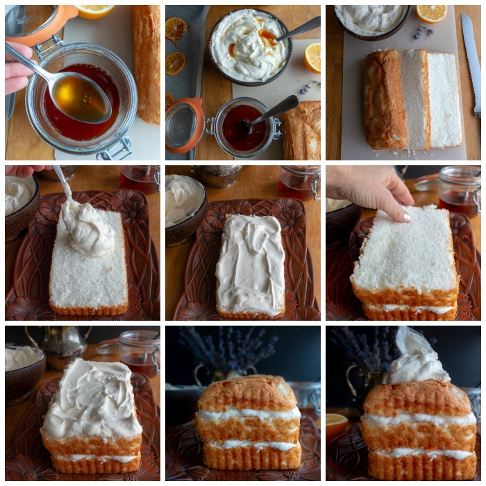 Step by step process for making the lemon icebox cake.