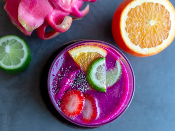 Ginger Citrus Dragon Fruit Smoothie/ https://www.hwcmagazine.com