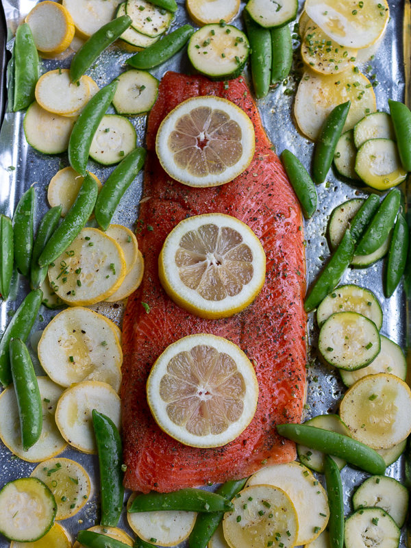 Lemon Herb Rainbow Trout prepped and ready for the oven.