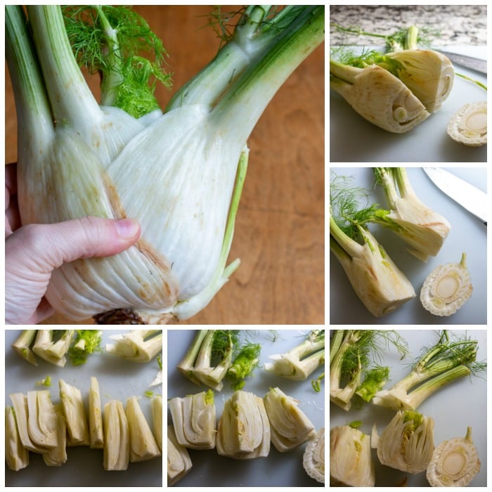 Step by Step, how to cut up a fennel bulb.