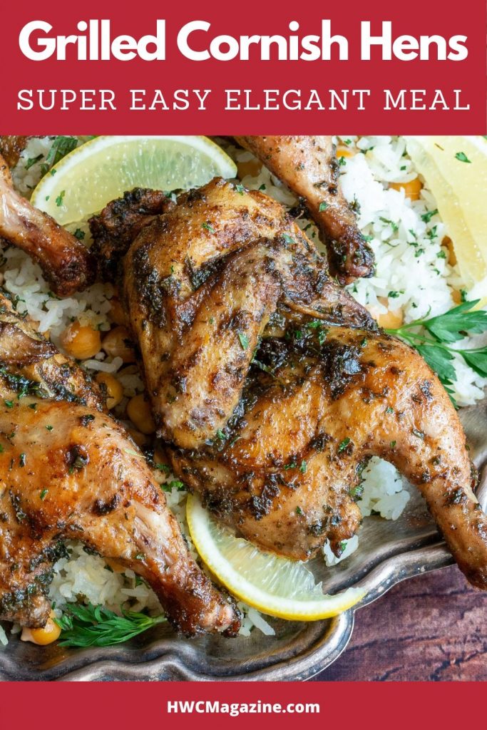 Moroccan Spiced Grilled Split Cornish Hens.