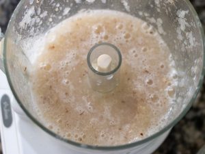 Fruit blended in the blender.