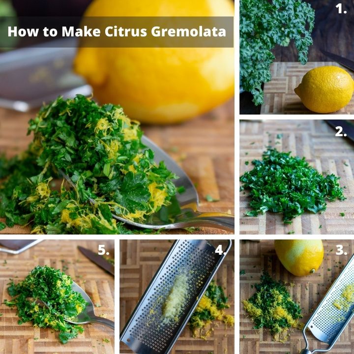 Step by step How to make citrus gremolata.