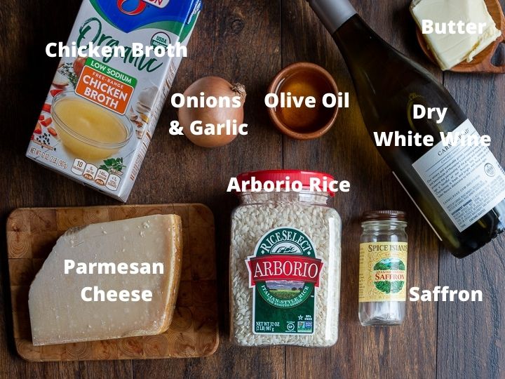 Ingredients for creamy parmesan risotto.
