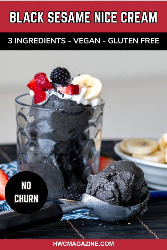 black sesame ice cream with frozen bananas.