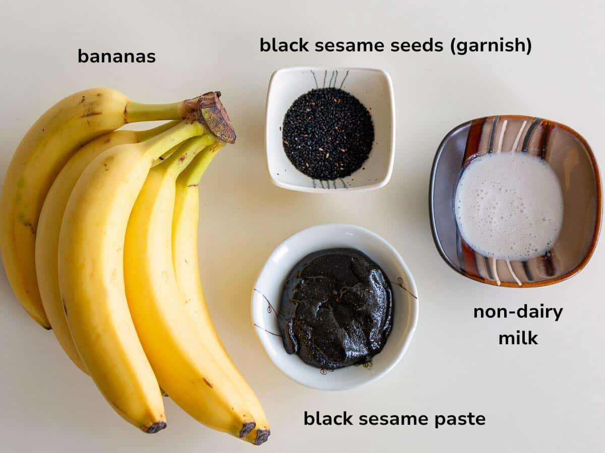 Ingredients to make vegan banana ice cream.