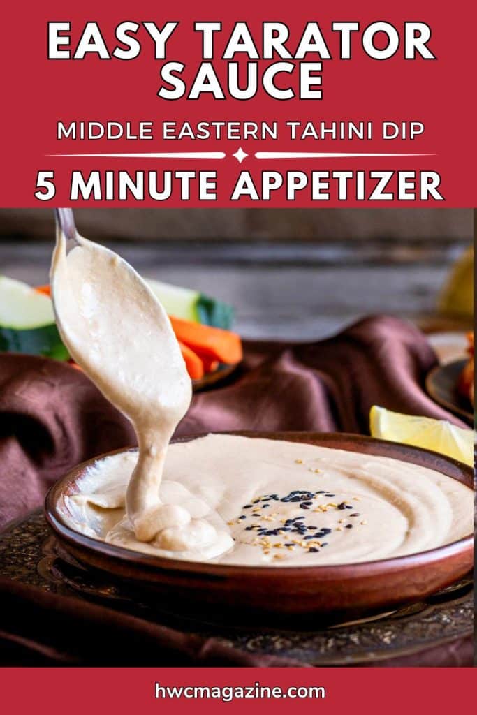 5 Minute easy Lebanese style tahini dip with fresh veggies and spicy shrimp.