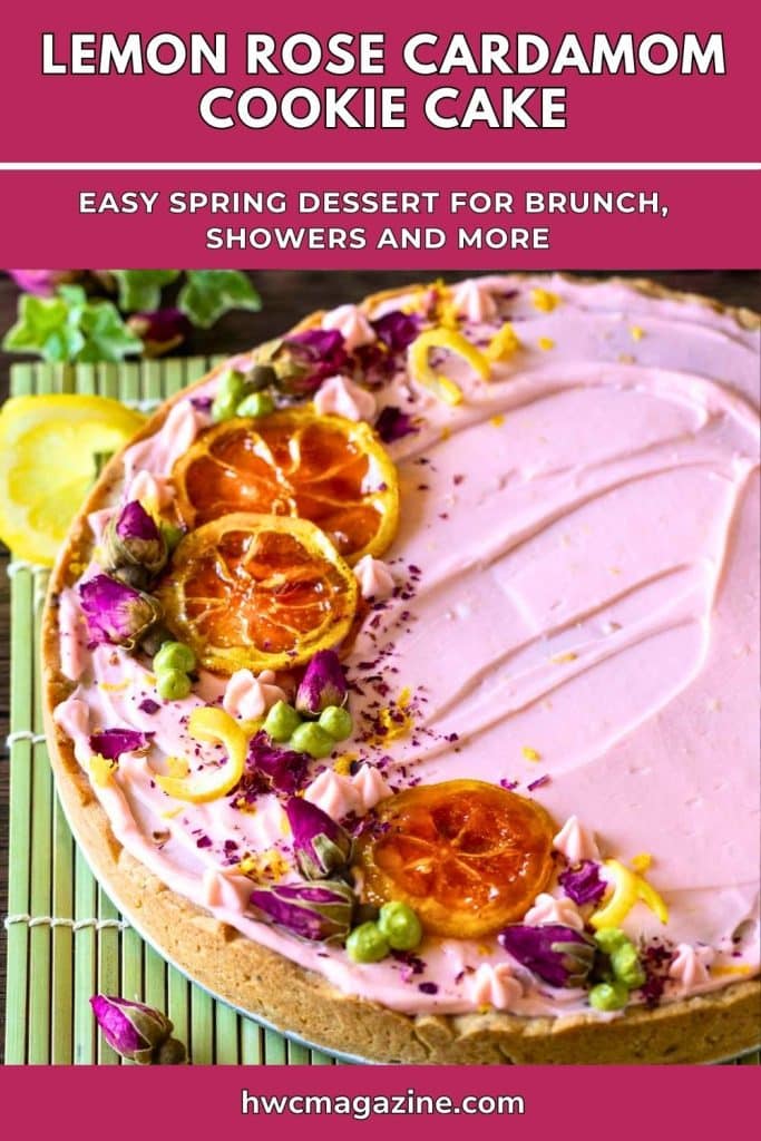 Lemon cookie cake decorated with cream cheese frosting