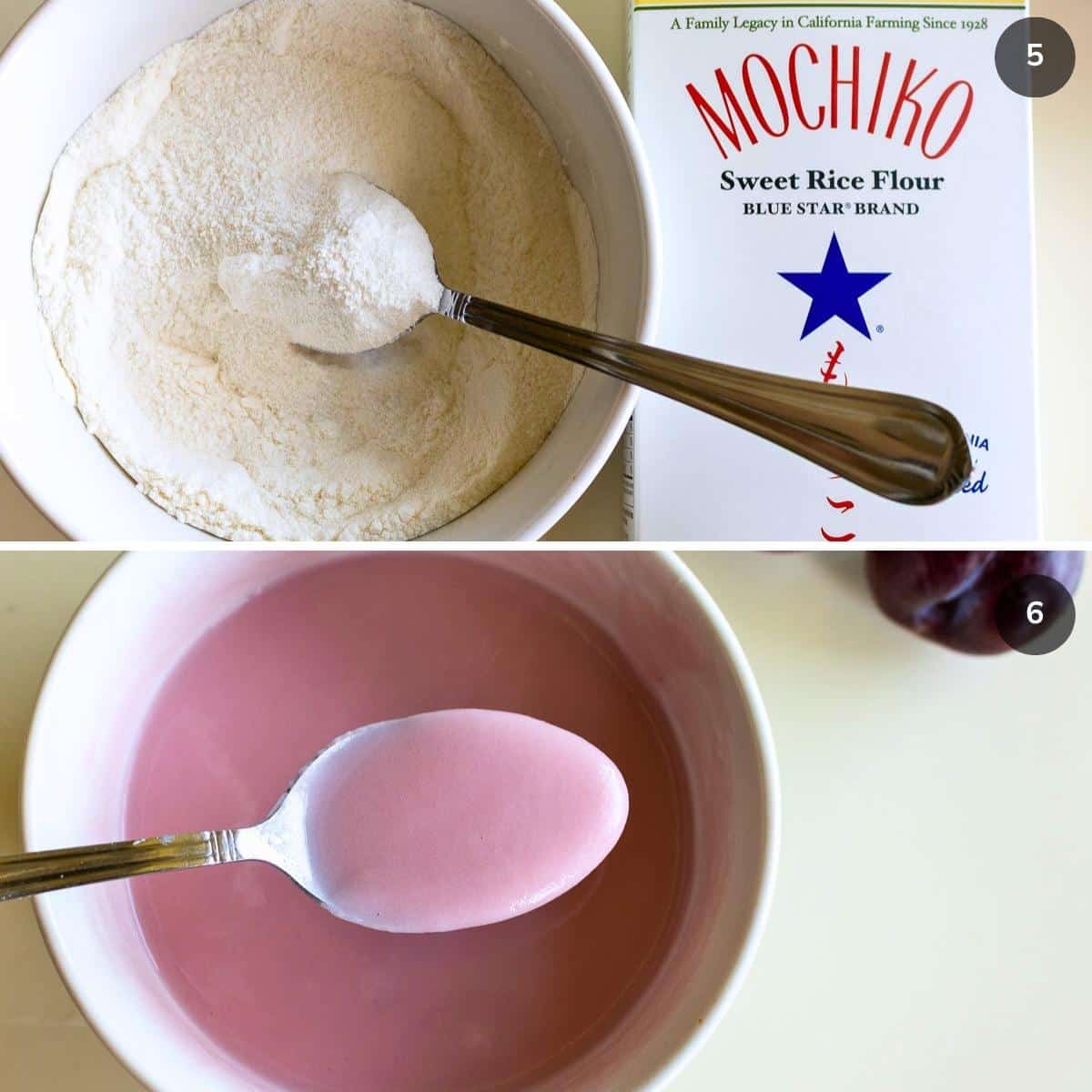 Micing together dry and wet ingredients for mochi.